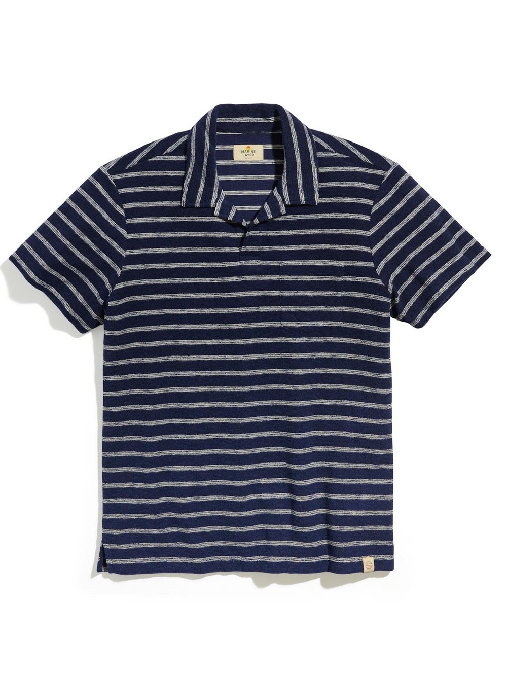 Marine Layer Men’s Terry out Polo in striped navy/white